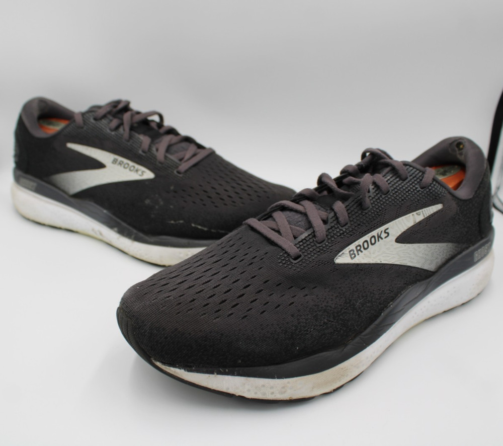 Size 11.5 2E Wide - Brooks Ghost 16 Black Grey White - 1104182E090